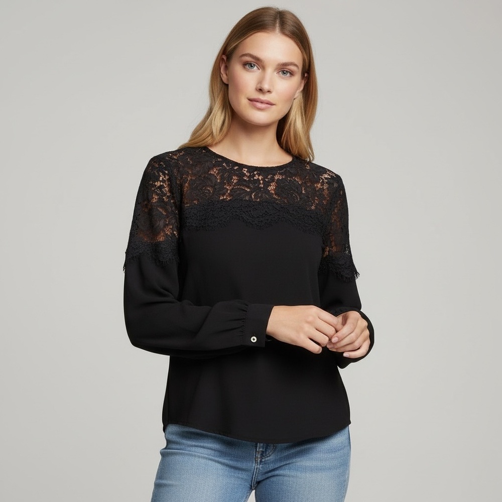 LULU’S | Picture This Black Long Sleeve Lace Top - Picture 2 of 13